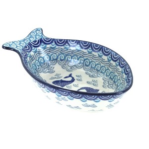 Blue Rose Polish Pottery E25 Ceramika Artystyczna Medium Fish Dish - 1 of 1
