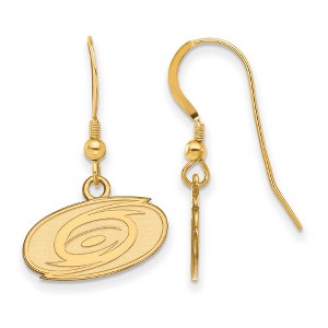 Black Bow Jewelry 14k Yellow Gold Plated Sterling Silver Carolina Hurricanes NHL Dangle Earrings - 1 of 3
