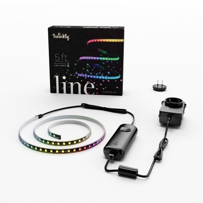 Twinkly Line 5 Foot App Controlled Adhesive Magnetic Extendable RGB LED Light Strip Starter Kit with 16 Million Colors, Black