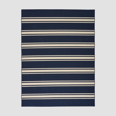 Cabana Stripe Outdoor Rug Navy/Ivory - Christopher Knight Home