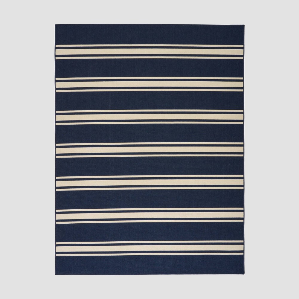  x 10' Cabana Stripe Outdoor Rug Navy/Ivory