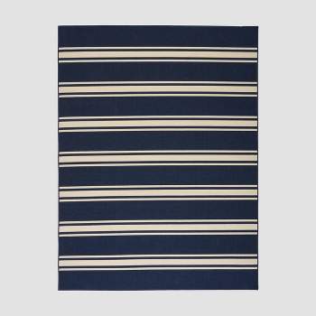 Cabana Stripe Outdoor Rug Navy/Ivory - Christopher Knight Home