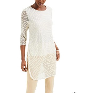 Alfani Womens Zebra Print Tunic Blouse - 1 of 1