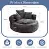 Efomao Round Ultra Soft Chenille Foam Bean Bag Chair - Oversized Comfy with Armrests & 3 Pillows - for Adults/Teens (Black) - 2 of 4
