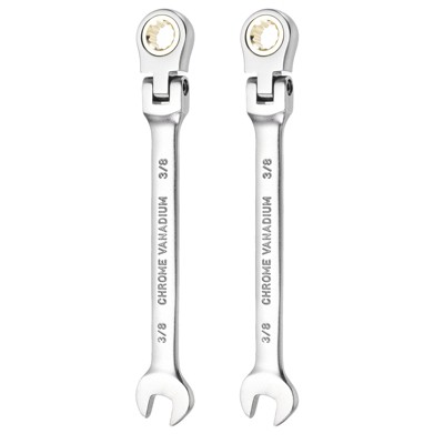 Unique Bargains Chrome Vanadium Steel SAE Box End 72 Teeth Ratchet Combination Wrenches 2 Pcs