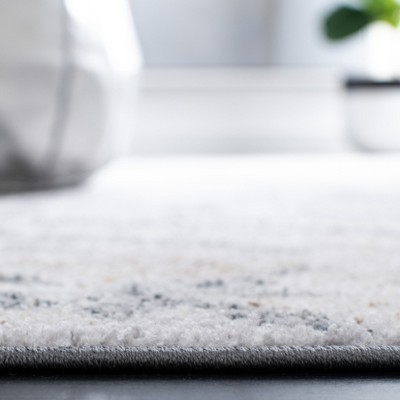 Ivory and Gray Abstract Square Synthetic Area Rug