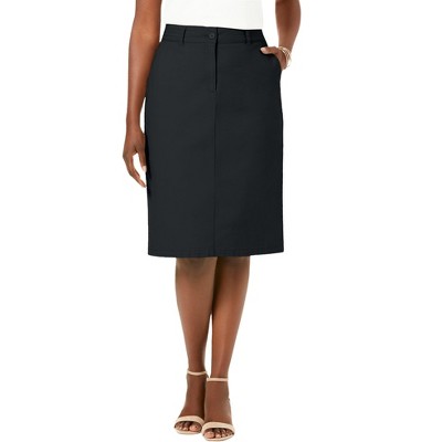 Jessica London Women's Plus Size Stretch Cotton Chino Skirt