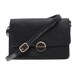 CTM Women's Synthetic Leather Adjustable Crossbody with Flap Closure - 1 of 4