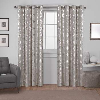 Modo Metallic Geometric Window Curtain Panel Pair (54"x96") Exclusive Home