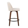 26" 360° Swivel Counter Stools with Wood Legs, Padded Upholstered Seat, and Round Footrest (Set of 2) - 3 of 4