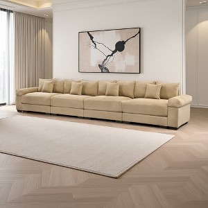 167.6" Corduroy Cloud Modular Sectional Sofa with Thick Cushions & Wide Armrests - 1 of 4