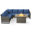 POCASSY All Weather Gray Wicker Outdoor Sectional Sofa with Fire Pit Table, 4PCS Patio Furniture Set with 41" Propane Firepit Table for Outside - 3 of 4