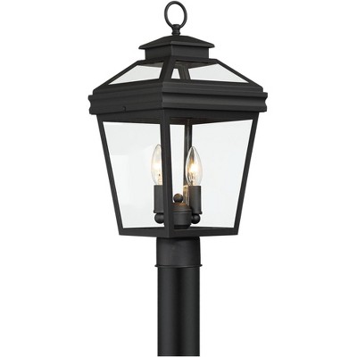 John Timberland Traditional Outdoor Post Light Fixture Textured Black 18 1/2" Clear Glass for Exterior House Garden Yard Walkway