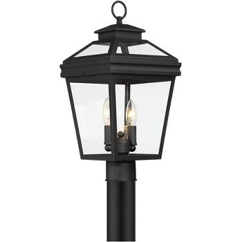 John Timberland Stratton Street Vintage Outdoor Post Light Textured Black 18 1/2" Clear Glass for Exterior Barn Deck House Porch Yard Patio Outside