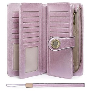 Women’s Wallet Leather Wristlet – RFID Blocking Large Capacity Credit Card Holder with Zipper Pocket, Multiple Compartments & Phone Slot - 1 of 4