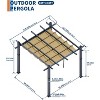 10x10ft Heavy Duty Aluminum Pergola with Retractable UV Canopy Water Resistant Gray Frame Khaki Curtains - 2 of 4