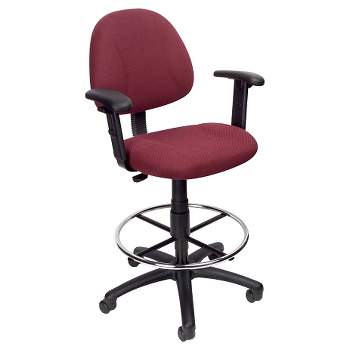 Drafting Stool with Footring and Adjustable Arms - Boss Office Products