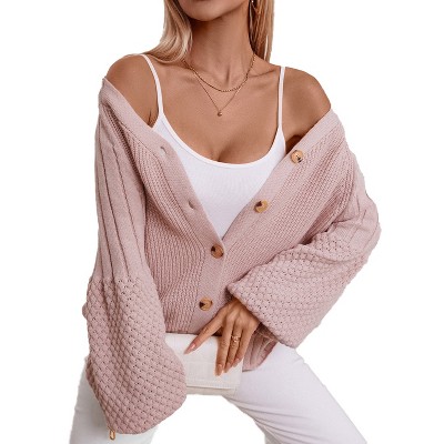 Clearlove Cardigan Sweaters for Women Button Down Oversized Knit Outerwear Cardigan