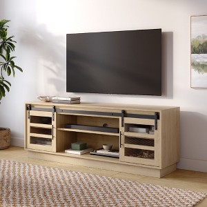 Stead Modern Farmhouse TV Stand - 58” Entertainment Center with Storage - Barn Door - Supports 32 to 65" TVs (Light Oak) - 1 of 4