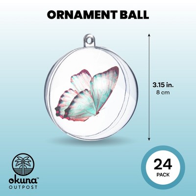 Clear Plastic Fillable DIY Ornaments Set, 3.15 in, 24 Pack