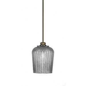 Toltec Lighting Cordova 1 - Light Pendant in  New Aged Brass with 9" Silver Textured Shade - 1 of 2