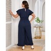 BLUEMING Plus Size Loose Jumpsuits for Women Short Ruffle Sleeve One Piece Outfit High Waist Jumpsuits - 4 of 4