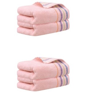 Unique Bargains Colorful Striped Pattern Comfort Quick-Drying Hand Towel 4 Pcs 13" x 30" - 1 of 4