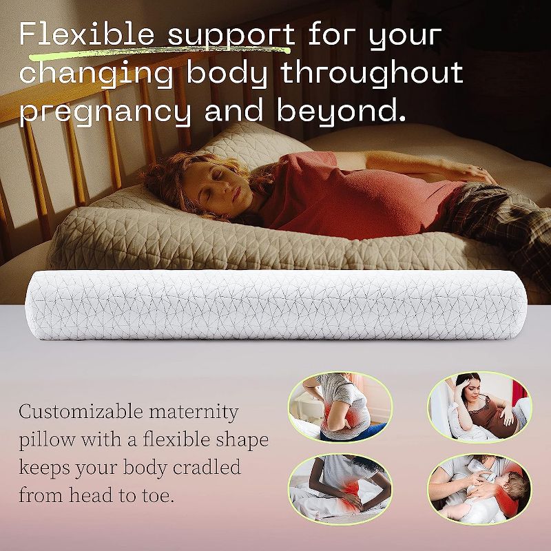 Coop Home Goods Maternity Pillow - Memory Foam Body Pillow for Pregnancy, Side Sleeper Body Pillow, Full Body Pillow for Sleeping (White), 5 of 8