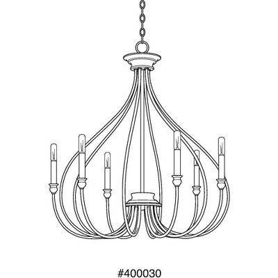 Graphite and Nickel 6-Light Steel Chandelier with Candle Accents