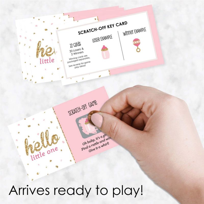 Big Dot of Happiness Hello Little One - Pink and Gold - Girl Baby Shower Game Scratch Off Cards - 22 Count, 2 of 7