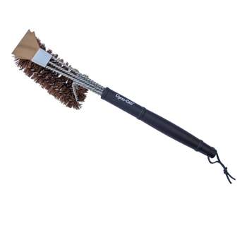 Texas Wooden Grill Brush- 24 Inch Wooden Handle Double Carbon Steel  Bristle-Heavy Duty Barbeque Grill Cleaning Brush-Commercial Grade Safe BBQ