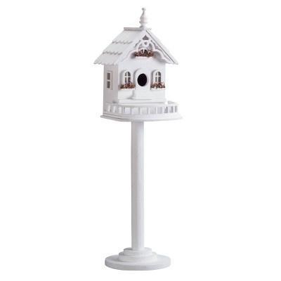 29.95" Freestanding Victorian Wood Birdhouse White - Zingz & Thingz