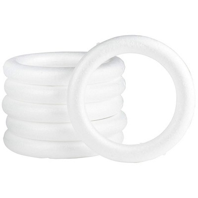 Juvale Craft Foam Wreath - 6-Pack Polystyrene Foam Ring for DIY Arts and Crafts, Floral Projects, Wedding and Home Decorations, 8 x 1.2 x 8 inches