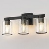DORESshop 18 in. Industrial 3-Light Matte Black Farmhouse Bathroom Vanity Light with Clear Glass Shades - 2 of 4