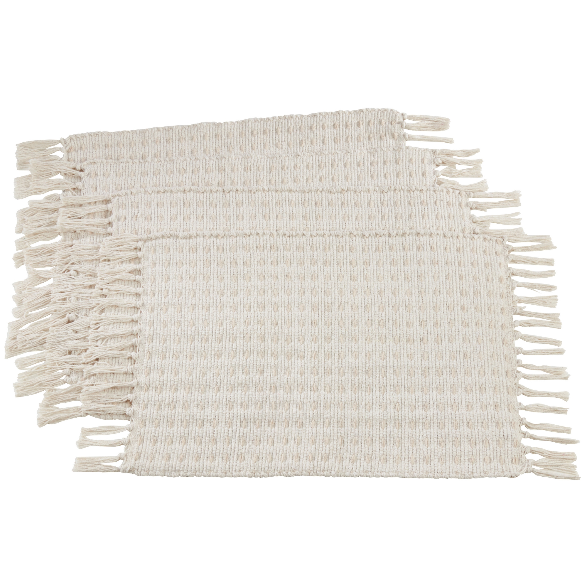 Saro Lifestyle Dashed Woven Cotton Placemats, Beige, (Set of 4 pcs)