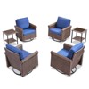 Buenhomino 6-Piece Swivel Chair Patio Set with Coffee Tables, PE Wicker Outdoor Lounge with Olefin Cushions & Steel Frame - 2 of 4