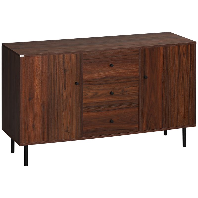 HOMCOM Storage Sideboard, Credenza Cabinet with 2 Cupboards, 3 Drawers and Adjustable Shelves, Buffet Table for Living Room, Entryway, Brown, 4 of 7