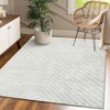 Washable Modern Stripe Rug Non Slip Low Pile Rug Soft Throw Floor Cover Foldable Indoor Carpet for Living Room Bedroom,Light Gray/4'x6' - 4 of 4
