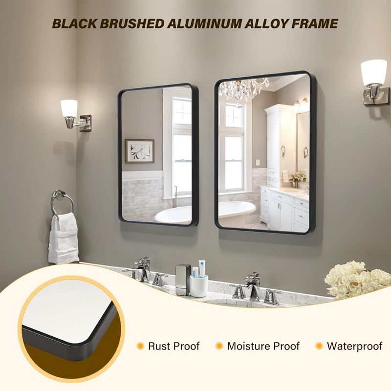 Whizmax Bathroom Rectangle Mirror, Black Mirror, Environmentally Friendly Resin Mirror, Anti-Rust, Hangs Horizontally or Vertically, 5 of 9