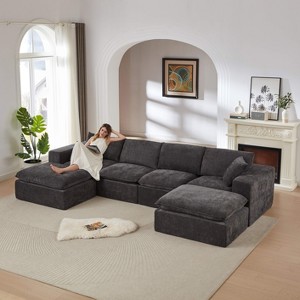 MYINDA 137'' Oversized 6-Seater Sectional Sofa, Chenille Cloud Couch for Living Room, Apartments, Offices - 1 of 4