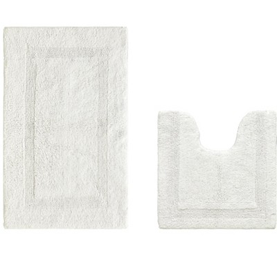 Lux Premium 100% Cotton Tufted Solid Reversible 2 PC Bath Rug Set – Ultra-Soft, Water-Absorbent, Durable, Machine Washable Bathroom Rug
