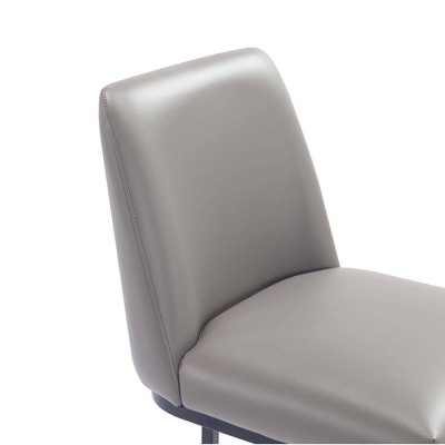 Gray Leatherette Upholstered Bar Stool with Metal Base