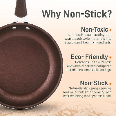 NutriChef 10'' Brown Aluminum Non-Stick Fry Pan