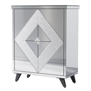 Tribesigns Mirror Shoe Cabinet with Doors Silver - 1 of 4