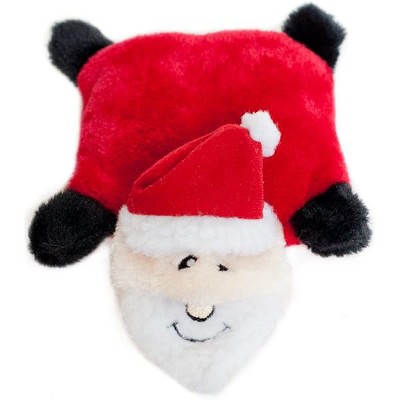 ZippyPaws Holiday Squeakie Pad Santa Squeaky No Stuffing Plush Dog Toy
