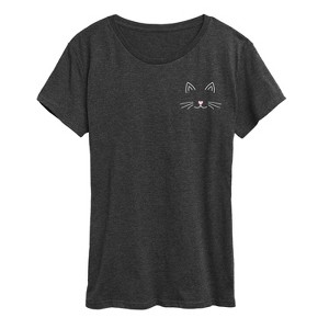 Women's - Instant Message - Cat Face Short Sleeve Graphic T-Shirt - 1 of 4