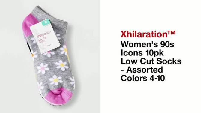 Women&#39;s 10pk 90s Icons Floral Print Low Cut Socks - Xhilaration&#8482; Assorted Colors 4-10, 2 of 5, play video