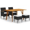vidaXL Dining Set Black, Cream White - 2 of 4