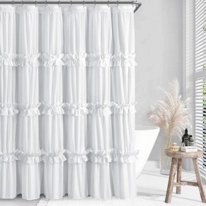 LunaLulinlk Ruffle Vintage Shower Curtain Boho Farmhouse Shower Curtain - 1 of 4