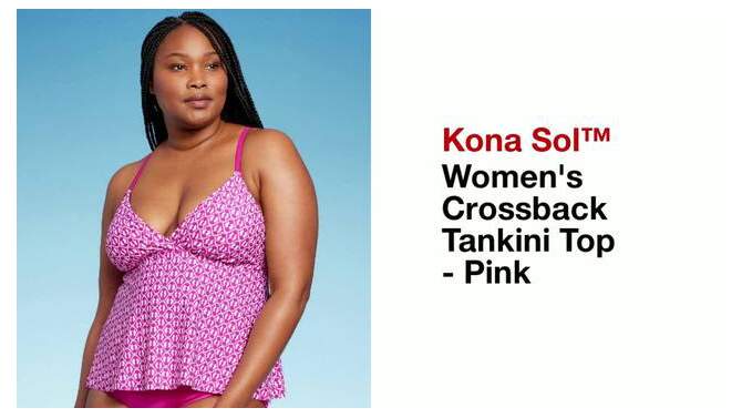 Women's Crossback Tankini Top - Kona Sol™ Pink, 2 of 6, play video